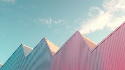 Geometric Metal Factory Building Under Clear Blue Sky