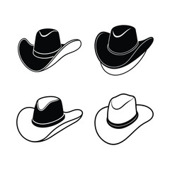  set of cowboy leather hat vector silhouette illustration.