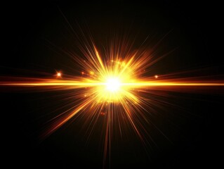 Obraz premium Golden Light Burst, Bright Star Explosion, Energy Beam