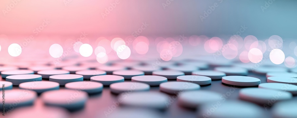 Poster Circles abstract background concept. Abstract close-up of circular shapes with a soft bokeh effect in vibrant colors.