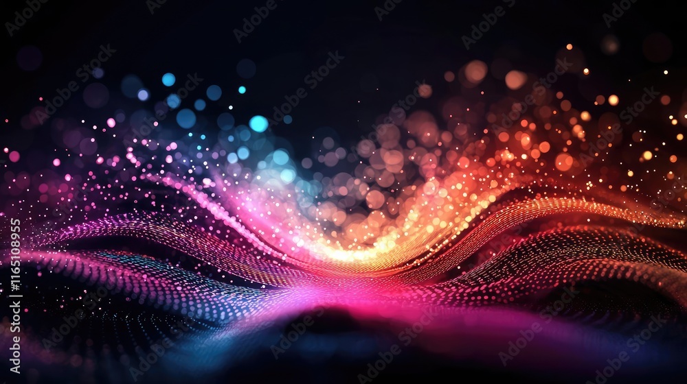 Poster fireworks abstract background idea. abstract colorful waves of light and energy in a digital backgro