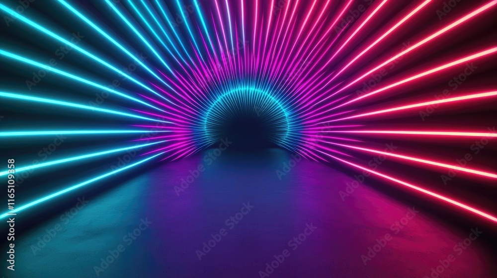 Aufkleber Fireworks abstract background idea. Vibrant neon tunnel showcasing dynamic light patterns and immersive colors.