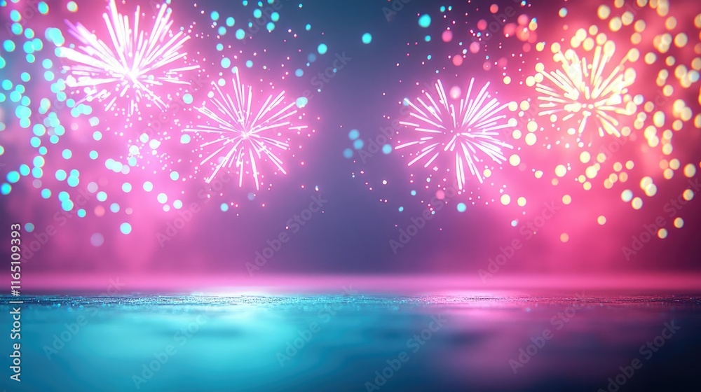 Poster fireworks abstract background idea. vibrant fireworks lighting up the night sky, creating a festive 