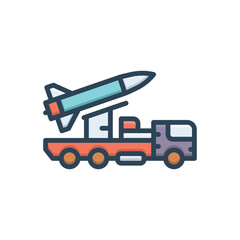 Color illustration icon for missile truck