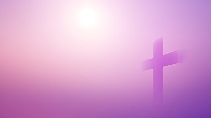 Obraz premium Soft Pink Sunrise Cross Symbol Of Faith