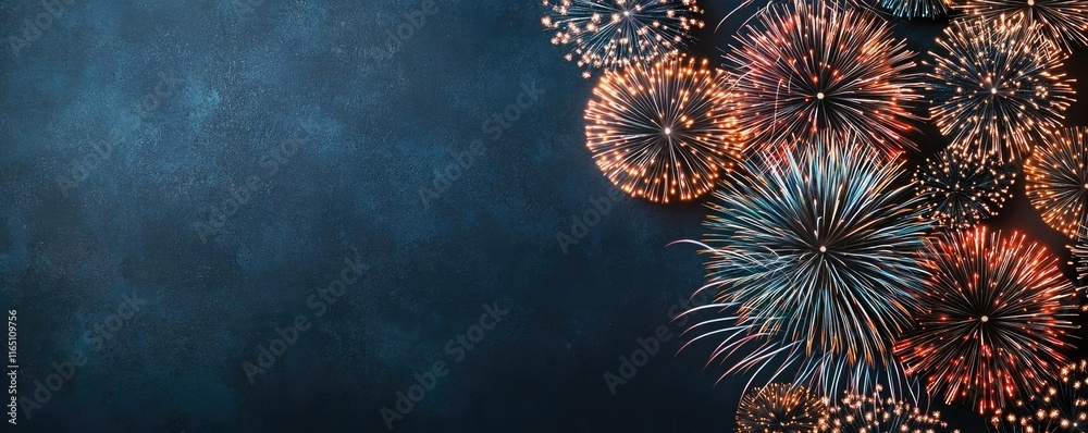 Poster fireworks abstract background idea. colorful fireworks display against a dark sky, celebrating speci