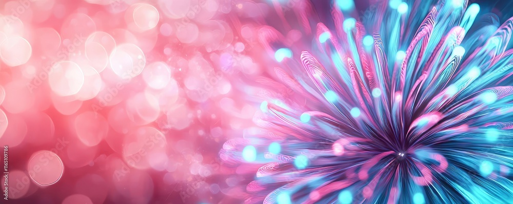 Poster Fireworks abstract background idea. Vibrant abstract pattern with colorful light bursts on a blurred background.