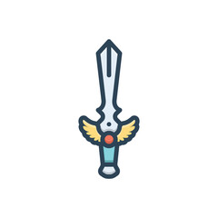 Color illustration icon for sword