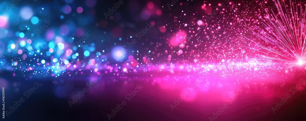 Aufkleber Fireworks abstract background idea. Vibrant abstract light patterns in blue and pink hues create a dynamic visual experience.