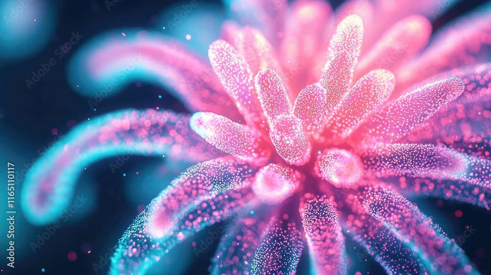 Poster fireworks abstract background idea. vibrant close-up of coral structures in stunning pink and blue h