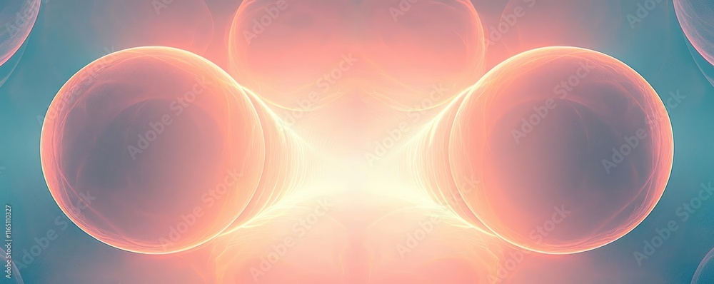 Poster Circles abstract background concept. A close-up view of glowing cells, illustrating cellular structures and interactions.