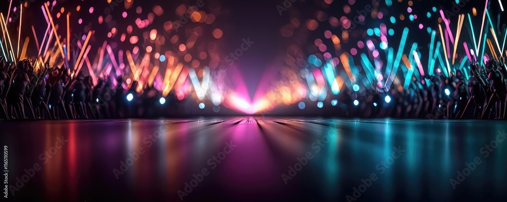Poster Fireworks abstract background idea. A vibrant light display creating a festive and energetic atmosphere at an event.