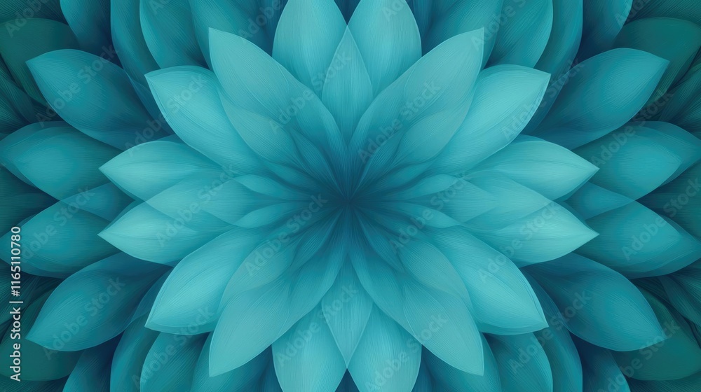 Poster circles abstract background concept. a vivid, abstract floral design with turquoise petals creating 