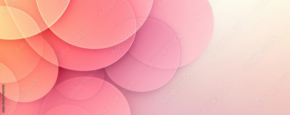 Aufkleber Circles abstract background concept. Abstract illustration featuring colorful circles in soft shades of pink and peach.