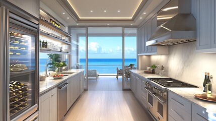 Luxury Oceanfront Kitchen Design: Coastal Elegance Meets Modern Amenities