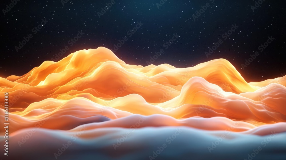 Poster cosmic abstract background idea. abstract waves of orange glow creating a serene, fluid landscape un