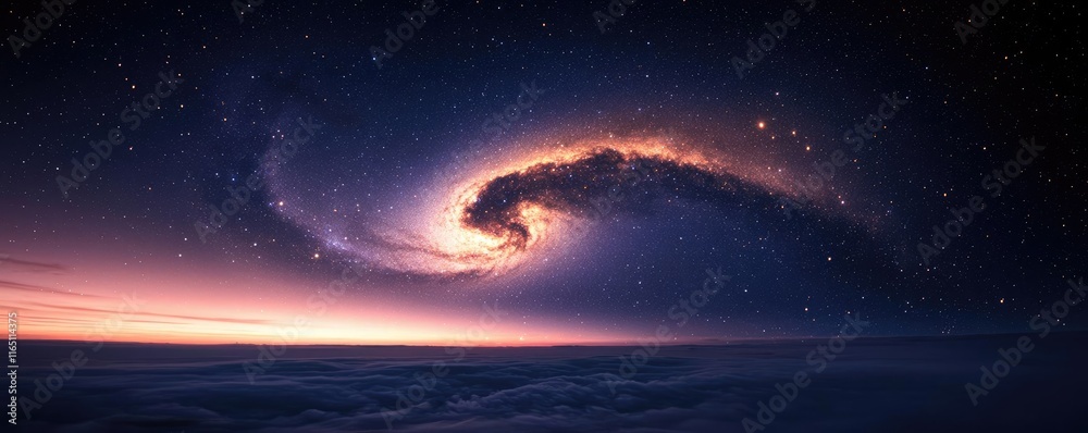 Poster cosmic abstract background idea. a breathtaking view of a galaxy swirling in the cosmos during twili