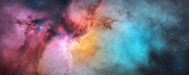 Fototapeta premium Cosmic abstract background idea. Vibrant cosmic nebula showcasing stunning colors and vastness of the universe.