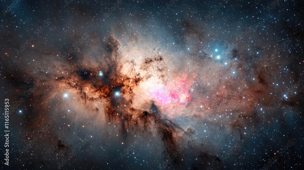Poster cosmic abstract background idea. stunning cosmic scene showcasing vibrant stars and colorful nebula 