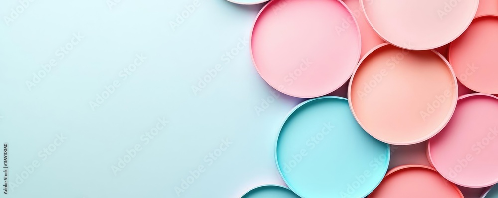 Poster circles abstract background concept. colorful plates arranged creatively on a soft background, perfe