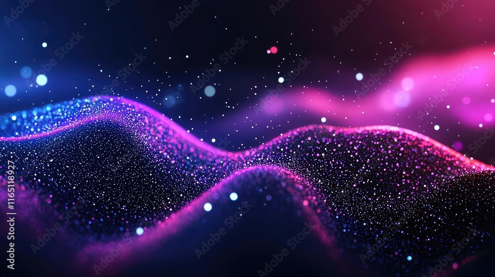 Poster Cosmic abstract background idea. Vibrant abstract waves of color create a mesmerizing display of light and motion.