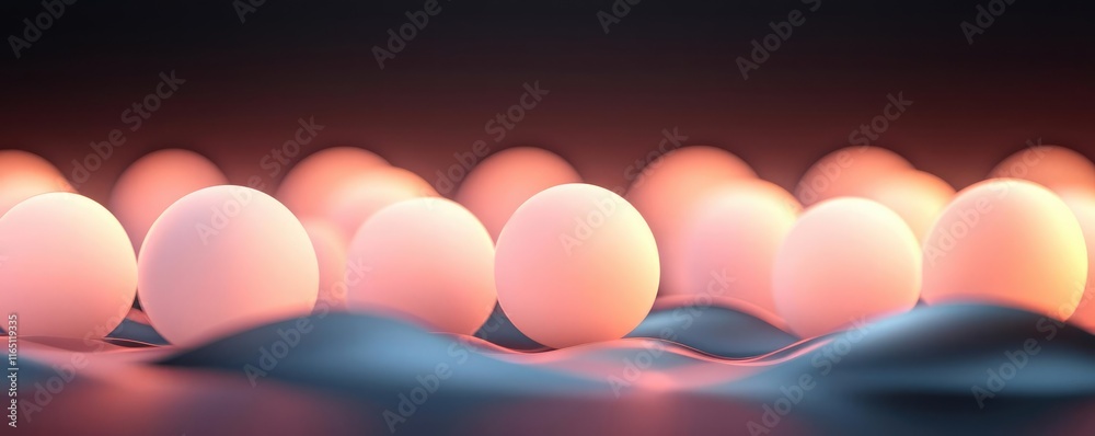 Poster Circles abstract background concept. Abstract glowing spheres on a smooth surface, creating a futuristic visual effect.