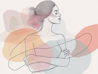 vibrant line art of a woman with crossed arms strong and independent 8th march womens day