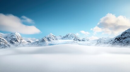 Obraz premium Serene Winter Landscape with Snow-Capped Mountains