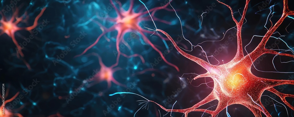 Poster fireworks abstract background idea. close-up view of neurons showcasing intricate connections and vi