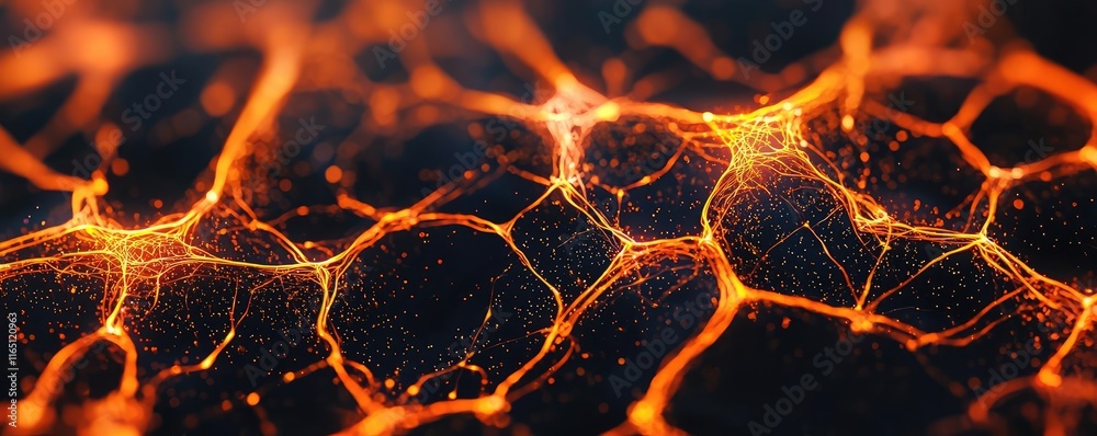 Poster Fireworks abstract background idea. Abstract image of glowing lava textures with vibrant lines and a dark background.