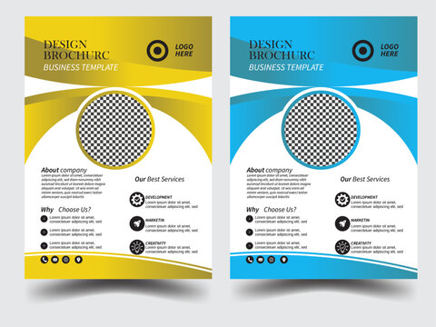 a bundle of  templates of a4 flyer template, modern template, in blue color, and yellow, modern design, perfect for creative professional business