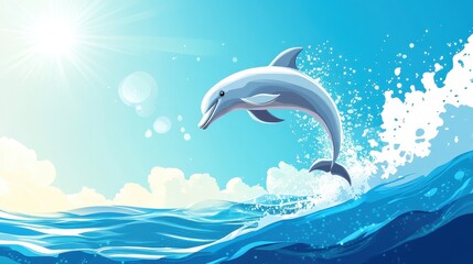 Dolphin Jumping Above Ocean Waves