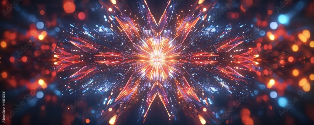 Aufkleber Fireworks abstract background idea. Vibrant abstract background with dynamic light effects and colorful fractal patterns.