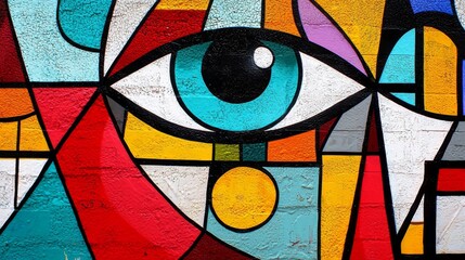 Naklejka premium Colorful Abstract Street Art Mural Eye Detail