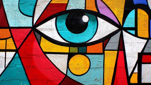 Colorful Abstract Street Art Mural Eye Detail