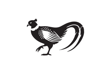 simple and unobtrusive Pheasant black and white vector silhouette illustration isolated in white background
