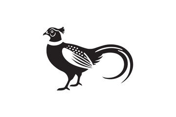 simple and unobtrusive Pheasant black and white vector silhouette illustration isolated in white background
