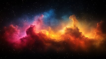 Fototapeta premium Cosmic Nebula Displays Vibrant Red Orange And Blue Hues