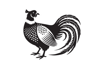 simple and unobtrusive Pheasant black and white vector silhouette illustration isolated in white background
