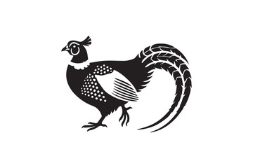simple and unobtrusive Pheasant black and white vector silhouette illustration isolated in white background
