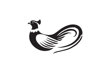 simple and unobtrusive Pheasant black and white vector silhouette illustration isolated in white background
