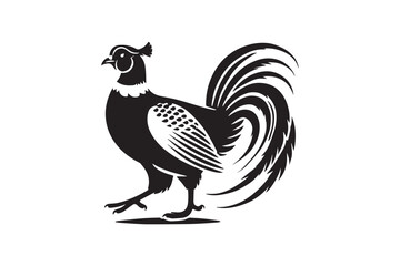 simple and unobtrusive Pheasant black and white vector silhouette illustration isolated in white background
