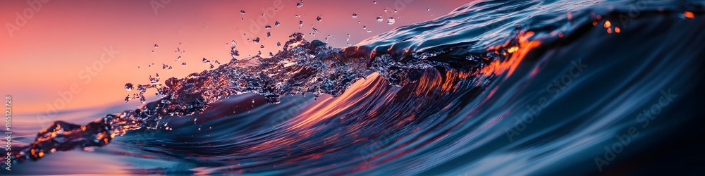 Poster Panoramic view of The Wave glowing under soft twilight, with vibrant colors reflecting the unique geological patterns, in 4K resolution