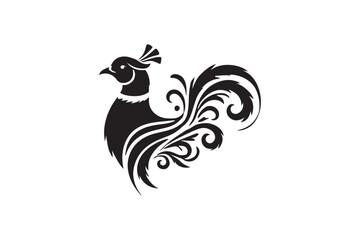 simple and unobtrusive Pheasant black and white vector silhouette illustration isolated in white background
