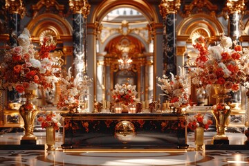 Obraz premium Formal dining room with traditional furniture