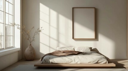 Minimalist Bedroom with Simple Bed and Neutral Decor