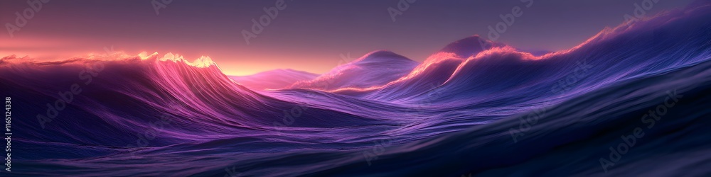 Poster Wide shot of The Wave s glowing sandstone swirls illuminated by soft twilight, with vibrant colors adding depth, in 4K resolution