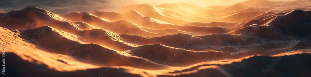 Poster wide shot of the wave s glowing sandstone ridges illuminated by golden hour light, with vibrant patt