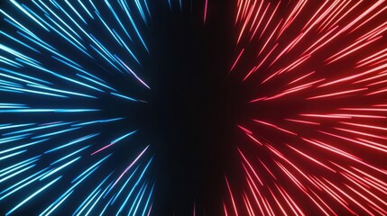 Obraz premium Fireworks abstract background idea. Vibrant abstract light beams in red and blue creating dynamic visual energy.