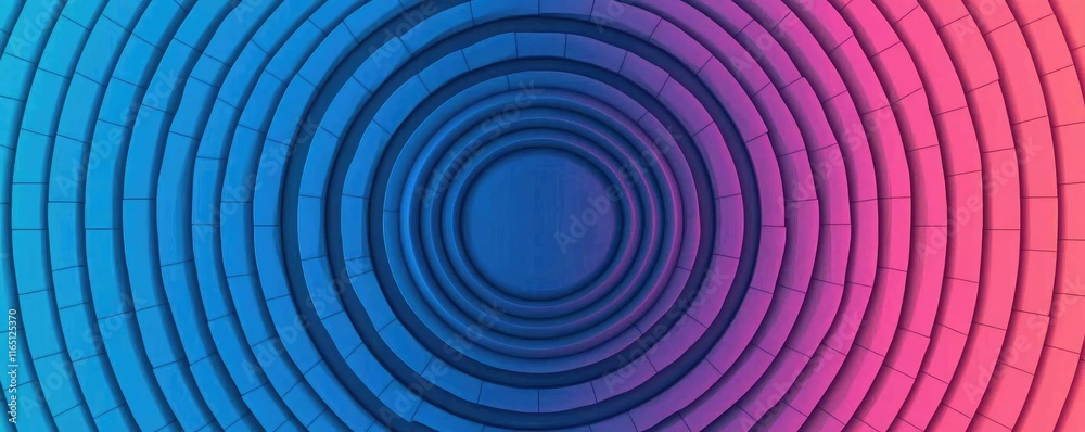 Poster Circles abstract background concept. Vibrant concentric circles in blue and pink, creating a dynamic visual effect.